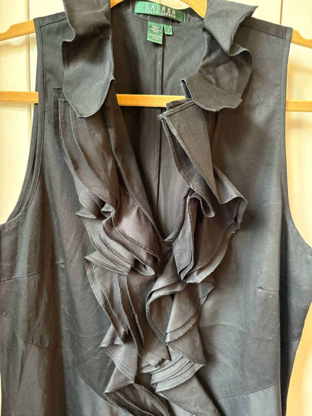 Ralph Lauren Black Sleeveless Midi Dress with Ruffle Front Detail - Picture 2 of 4